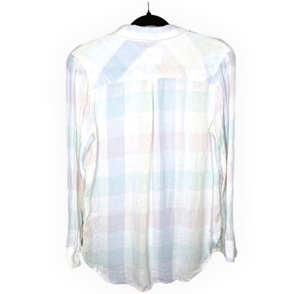 Rails Charli Pastel Buffalo Button Down Shirt Linen Blend - Picture 7 of 16